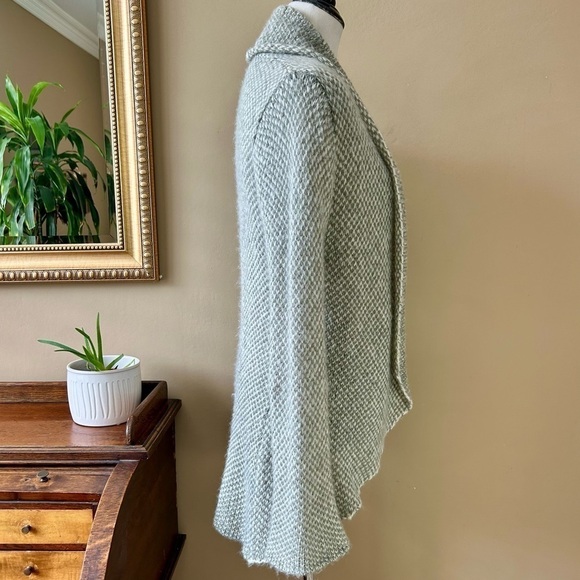 Wooden Ships Dylan Open Cardigan Sweater Blazer Gray Green White Shawl Collar - Picture 9 of 13